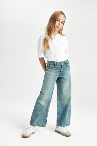 Girl Wide Leg Pocketed Jeans