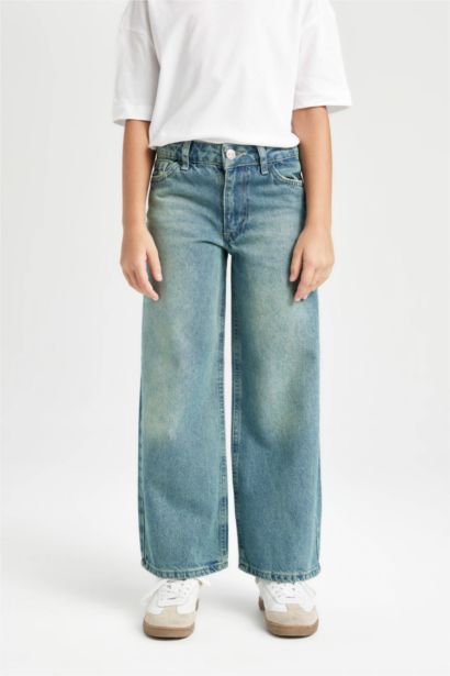 Girl Wide Leg Pocketed Jeans