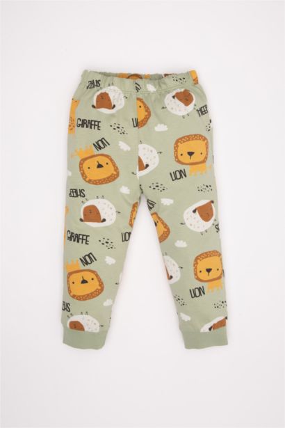 Baby Boy Safari Patterned Cotton 2 Piece Pajama Set