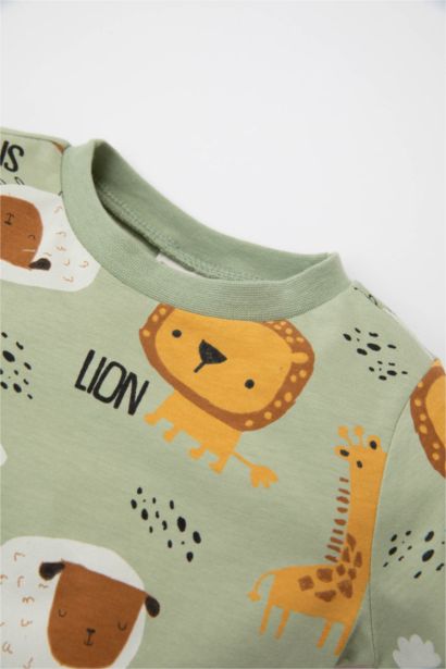 Baby Boy Safari Patterned Cotton 2 Piece Pajama Set
