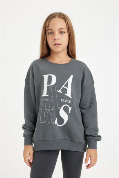 Girl Oversize Fit Printed Sweatshirt