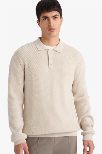 Standard Fit Polo Collar Knitwear Pullover