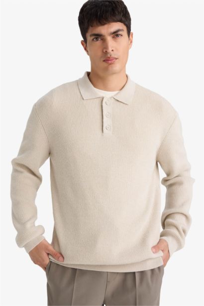 Standard Fit Polo Collar Knitwear Pullover