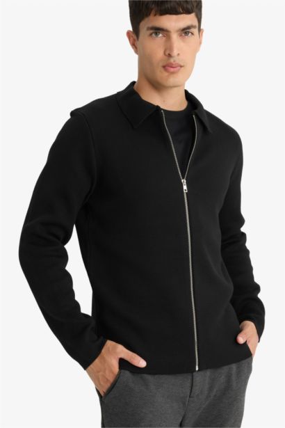 Standard Fit Polo Collar Knitwear Cardigan