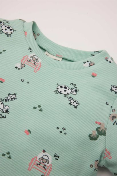 Pyjama à col Rond à motif Animal à manches longues pour BéBé Fille