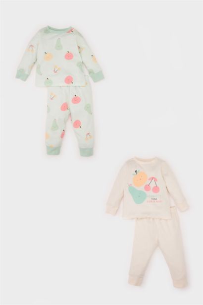 2 Ensembles de Pyjama en coton à motifs de fruits et manches longues pour BéBé Fille