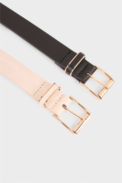 Kadın Suni Deri 2'li Günlük Kemer