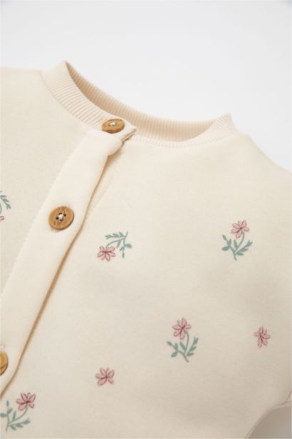 كارديجان بنقشة الزهور قماش رقيق قصة عادية برقبة مستديرة