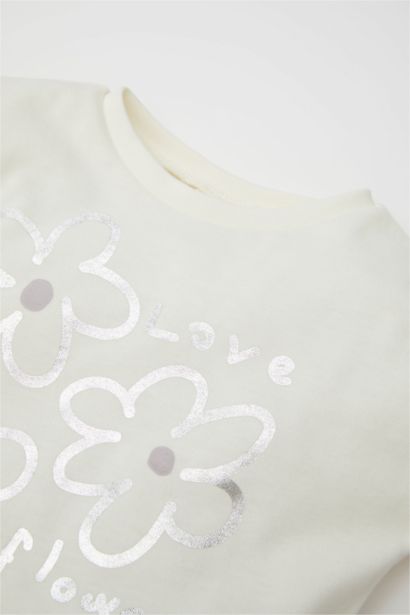 T-Shirt À Manches Longues à motifs de Fleur Col Rond pour BéBé Fille