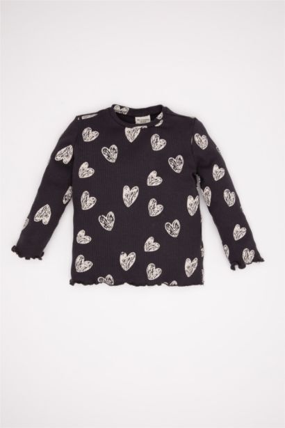 T-Shirt à Manches Longues à motif de Coeur pour BéBé Fille