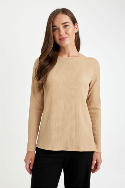 T-Shirt À Manches Longues En Tricot Coupe Régulière
