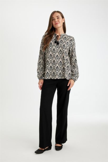 қалыпты пішім с мойын Ұзын Жеңді Блуза