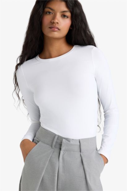 Slim Fit Crew Neck Basic Long Sleeve T-Shirt