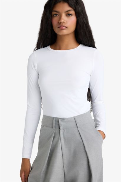 Slim Fit Crew Neck Basic Long Sleeve T-Shirt