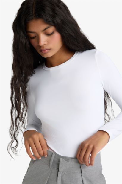 Slim Fit Crew Neck Basic Long Sleeve T-Shirt