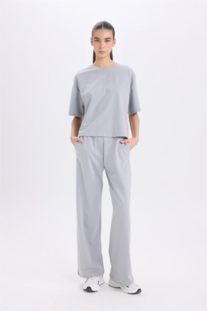 Wide Leg Eşofman Altı Beli Lastikli Cepli Basıc