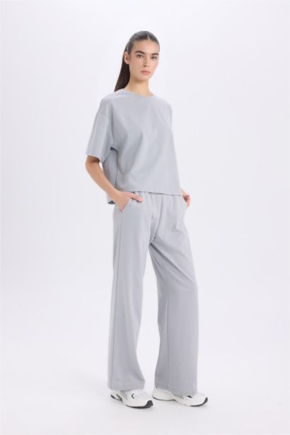 Wide Leg Eşofman Altı Beli Lastikli Cepli Basıc