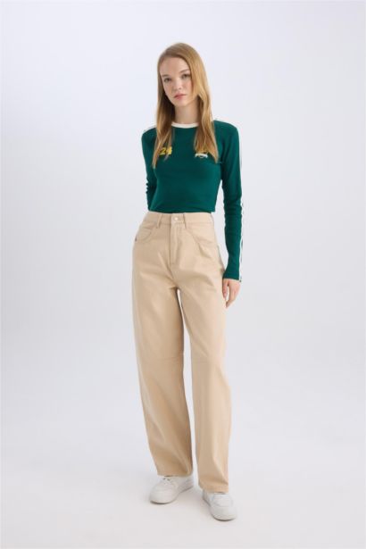 Baggy Fit Normal Waist Pocket Basic Gabardine Trousers