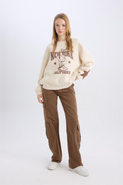 بنطلون كارجو جبردين بخصر عادي