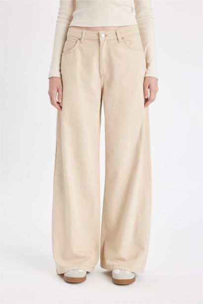 Wide Leg Gabardine Trousers