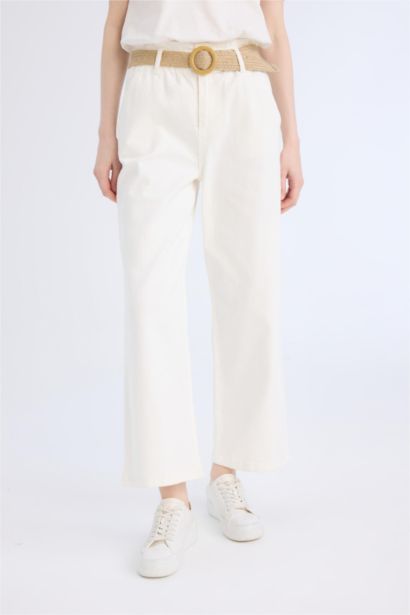 Paperbag High Waist Double Leg Gabardine Trousers
