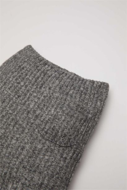 سروال ضيق قصة عادية مضلع مطاطي بجيب