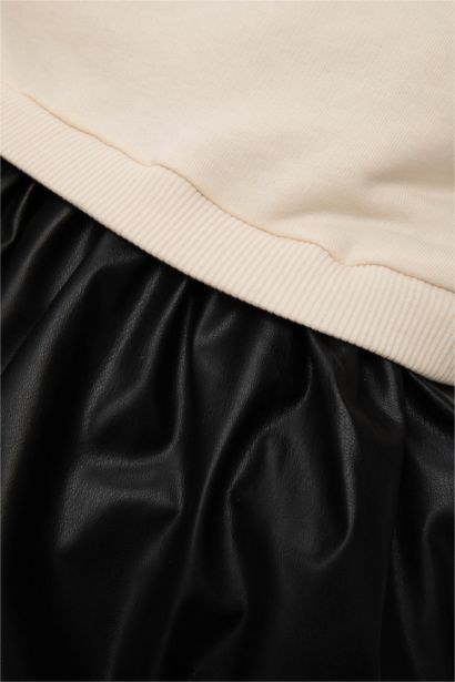 Robe en Tricot Fleur Col Polo  à manches longues Coupe régulière