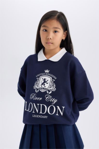 Sweat-shirt à Coupe décontractée et Col Polo