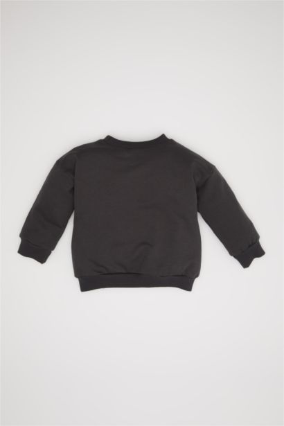 سويت شيرت ولادي مطبوع قصة عادية وبطانة ناعمة