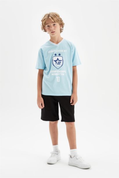 Boy Printed Short Sleeve T-Shirt Shorts 2 Piece Set