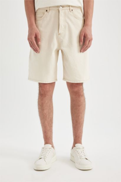 Straight Fit Denim Bermuda