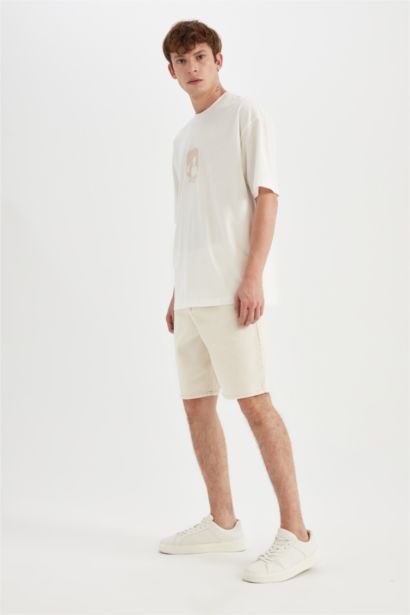 Straight Fit Denim Bermuda