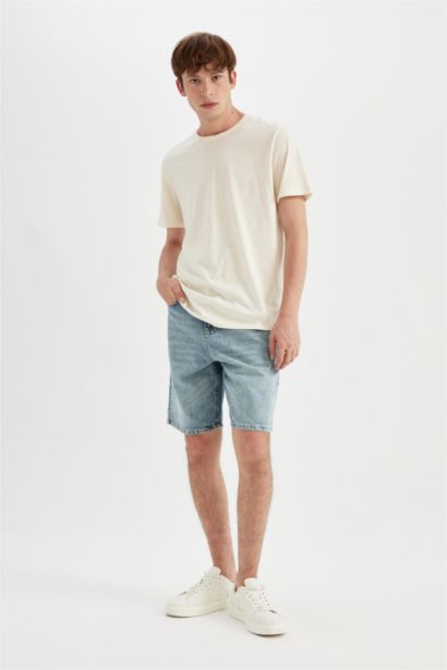 Straight Fit Denim Bermuda Shorts