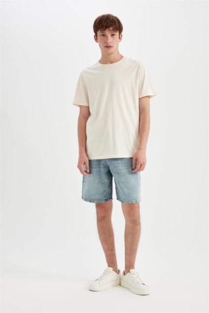 Straight Fit Denim Bermuda Shorts