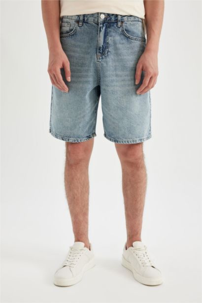 Straight Fit Denim Bermuda Shorts