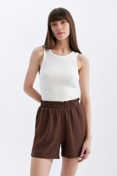 Relax Fit Linen Blended Paperbag Waist Wide Leg Shorts