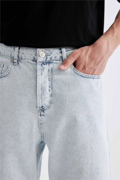 %100 Pamuk Straight Fit Jean Bermuda Şort