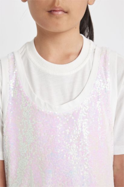 Girl Short Sleeve T-Shirt Dress 2 Piece Set