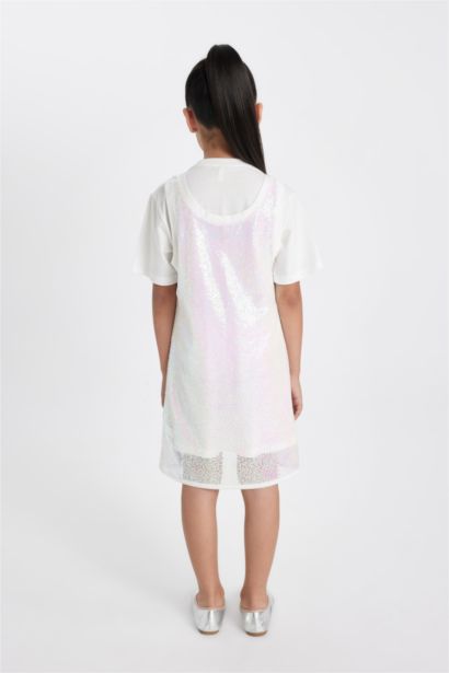 Girl Short Sleeve T-Shirt Dress 2 Piece Set