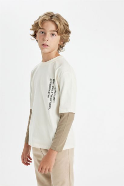Boy Oversize Fit Crew Neck Back Printed T-Shirt