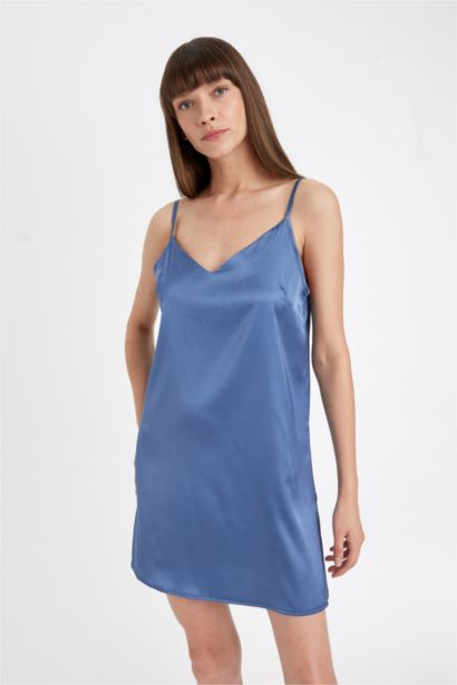 Regular Fit V-Neck Satin Woven Dress