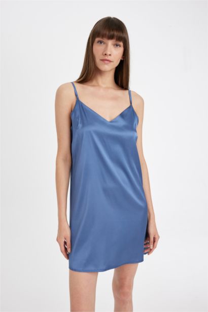 Regular Fit V-Neck Satin Woven Dress