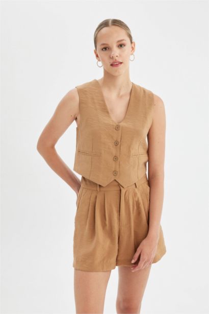 Regular Fit V-Neck Modal Blazer Vest