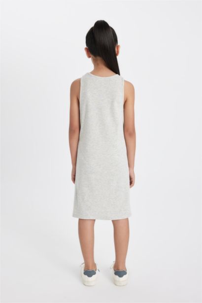 فستان بناتي بدون كم مضلع مطبوع