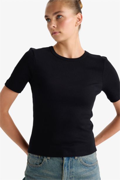 Slim Fit Crew Neck Basic Camisole Short Sleeve T-Shirt