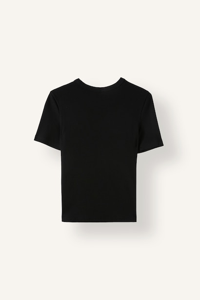 Slim Fit Basic Plain Ribbed Crew Neck Short Sleeve T-Shirt