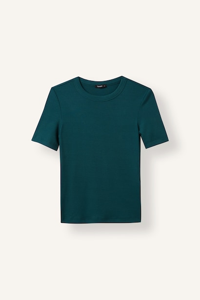 Slim Fit Crew Neck Basic Ribbed Camisole T-Shirt