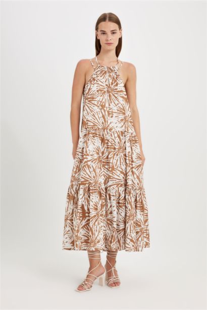 Robe Maxi Coupe A sans Manches en Mousseline avec col licou