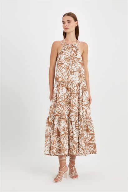 Robe Maxi Coupe A sans Manches en Mousseline avec col licou