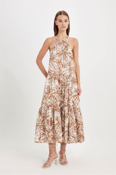 Robe Maxi Coupe A sans Manches en Mousseline avec col licou